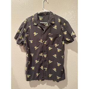 Disney Parks Star Wars Mandalorian Grogu Black Button  up M